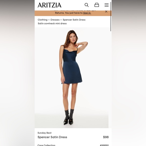 Aritzia Dresses | Aritzia Sunday Best Spencers Satin Dress Navy Blue Size 2 | Color: Blue | Size: 2 | Kaylimcdonald's Closet